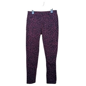 Social Standard Sanctuary Leopard Print Pants Burgundy Red Black Women's Size 4
